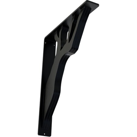 Ekena Millwork Damon Wrought Iron Bracket, (Triple center brace), Powder Coated Black 2"W x 12"D x 15"H BKTM02X12X15TDA